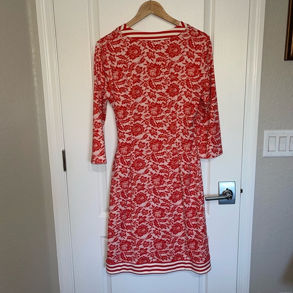 J Mclaughlin Blythe Catalina Cloth Faux Wrap Dress Preppy 3/4 Sleeve Floral Lrg - Picture 7 of 7